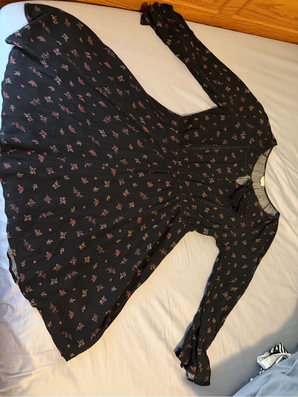 Hem & Thread Black Floral Long Sleeve Dress